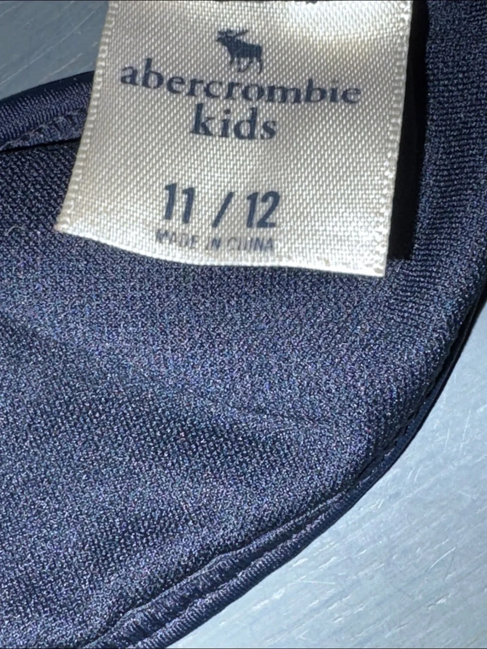 Abercrombie Kids Navy Blue Lace High-Neck Swim Top Bikini Racerback Crochet sz11